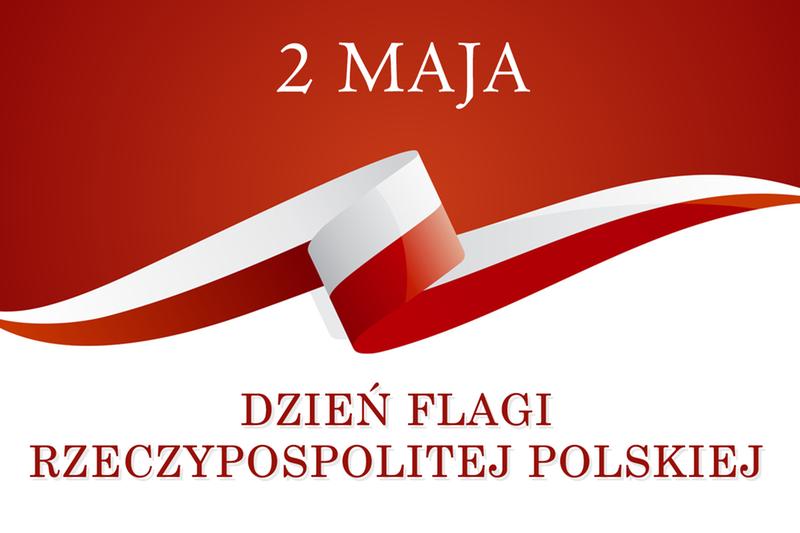 Baner z okazji 2 maja Dnia Flagi Rzeczypospolitej Polskiej.