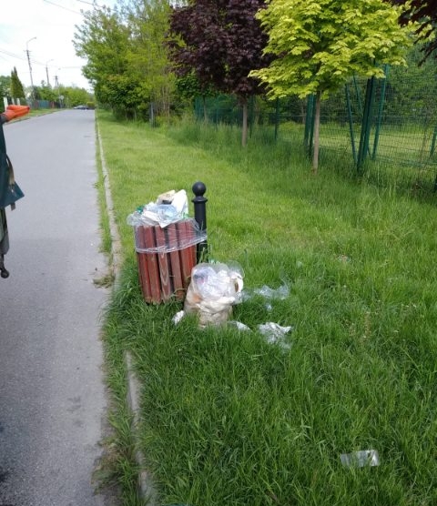 Zdjęcie obrazujące przypadek nieprawidłowego pozbywania się odpadów komunalnych.