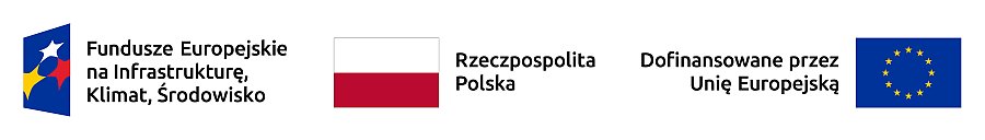 Logotyp programu Fundusze Europejskie na Infrastrukturę, Klimat, Środowisko 2021-2027.
