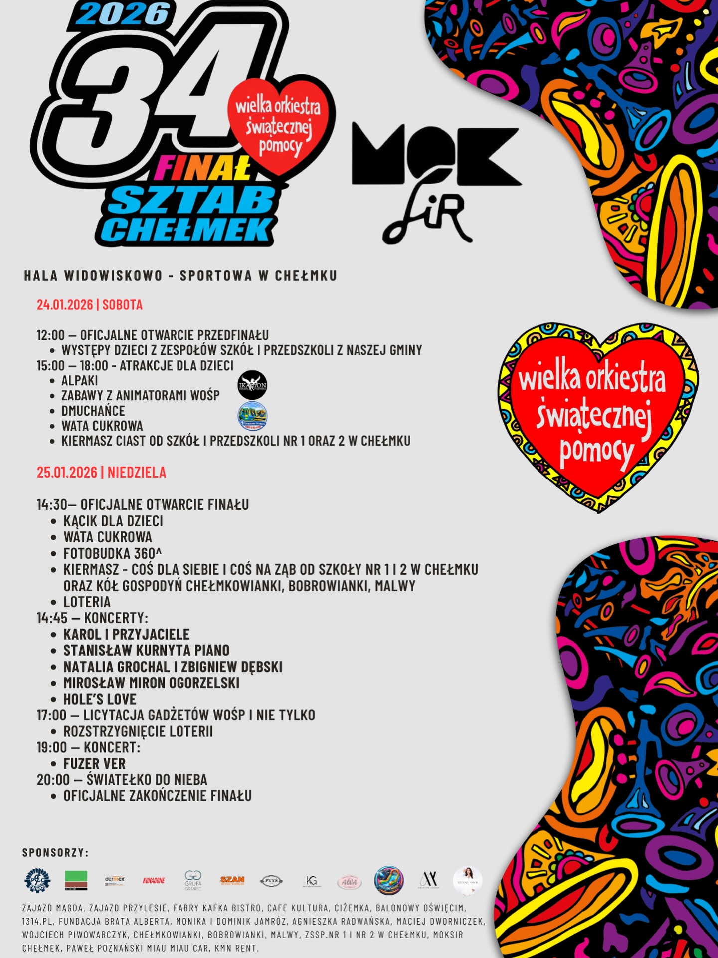 34 Finał WOŚP w Chelmku plakat